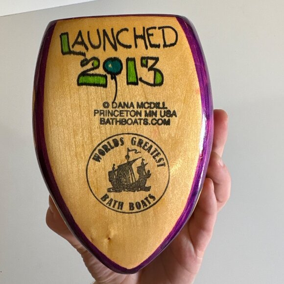 Worlds Greatest Bath Boats BABYS FIRST BOAT 2013 Dana McDill Handmade Wood Toy - Picture 2 of 8